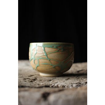 小杉焼 流描青磁茶碗　P433 