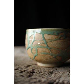 小杉焼 流描青磁茶碗　P433 