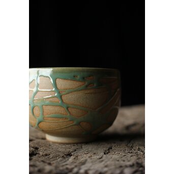 小杉焼 流描青磁茶碗　P433 