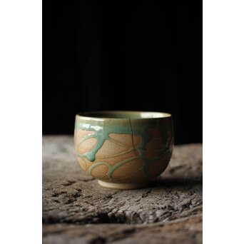 小杉焼 流描青磁茶碗　P433 