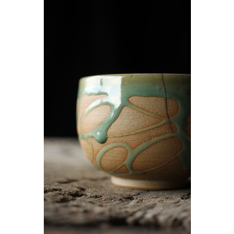 小杉焼 流描青磁茶碗　P433 