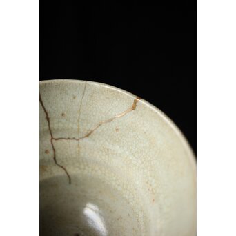 出雲焼 楽山窯 九代 長岡空味/長岡住右衛門 三つ割高台朝鮮茶碗　P434 