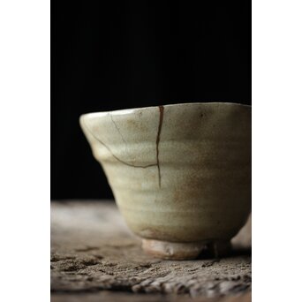 出雲焼 楽山窯 九代 長岡空味/長岡住右衛門 三つ割高台朝鮮茶碗　P434 