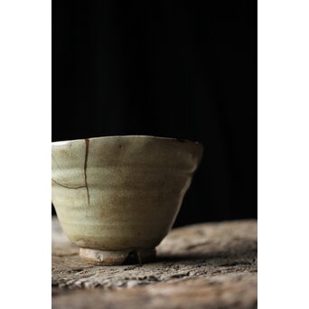 出雲焼 楽山窯 九代 長岡空味/長岡住右衛門 三つ割高台朝鮮茶碗　P434 