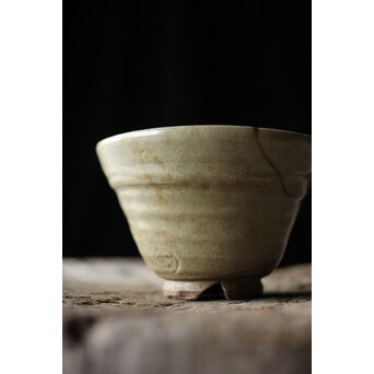 出雲焼 楽山窯 九代 長岡空味/長岡住右衛門 三つ割高台朝鮮茶碗　P434 