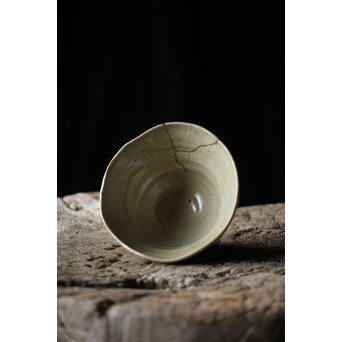 出雲焼 楽山窯 九代 長岡空味/長岡住右衛門 三つ割高台朝鮮茶碗　P434 