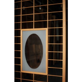 ガラス入 障子戸S 4枚1組　F261 丸模様デザインガラス