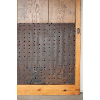 幅広 栗と鉄の蔵戸　W126YD 大胆なデザイン　大きな鉄板