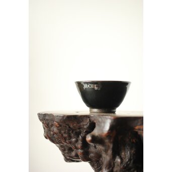 高井進 人間国宝三浦小平二師事 耀変陶盃 共箱 共布　P436 