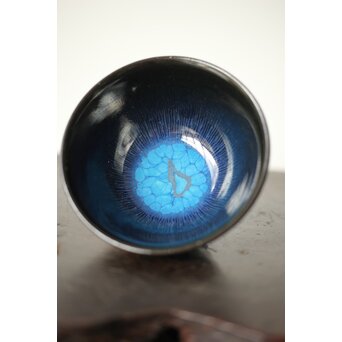 高井進 人間国宝三浦小平二師事 耀変陶盃 共箱 共布　P436 