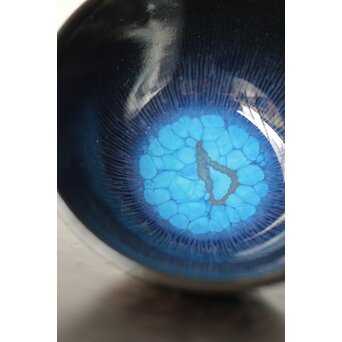 高井進 人間国宝三浦小平二師事 耀変陶盃 共箱 共布　P436 