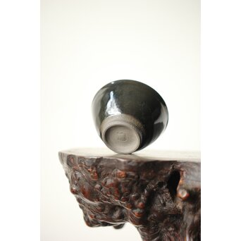 高井進 人間国宝三浦小平二師事 耀変陶盃 共箱 共布　P436 