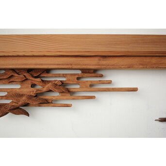 大島五雲 井波彫刻 長尺木彫欄間 【近江八景 堅田落雁】　R0370 