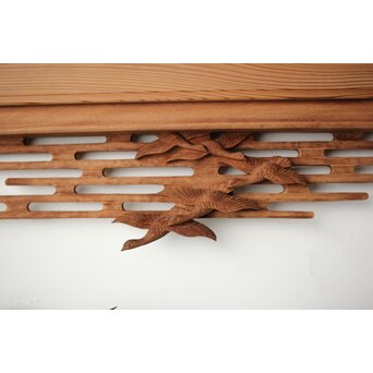 大島五雲 井波彫刻 長尺木彫欄間 【近江八景 堅田落雁】　R0370 落雁