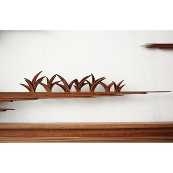 大島五雲 井波彫刻 長尺木彫欄間 【近江八景 堅田落雁】　R0370 ギリギリまで彫りこみます