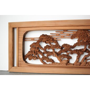 大島五雲 井波彫刻 長尺木彫欄間 【近江八景 堅田落雁】　R0370 