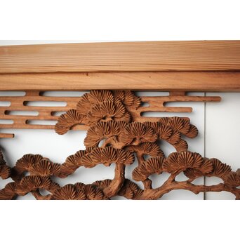 大島五雲 井波彫刻 長尺木彫欄間 【近江八景 堅田落雁】　R0370 