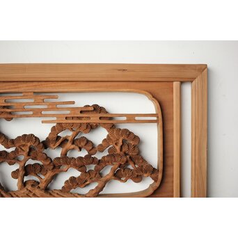 大島五雲 井波彫刻 長尺木彫欄間 【近江八景 堅田落雁】　R0370 