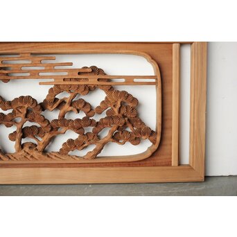 大島五雲 井波彫刻 長尺木彫欄間 【近江八景 堅田落雁】　R0370 