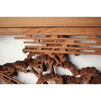 大島五雲 井波彫刻 長尺木彫欄間 【近江八景 堅田落雁】　R0370 