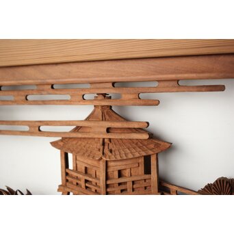 大島五雲 井波彫刻 長尺木彫欄間 【近江八景 堅田落雁】　R0370 