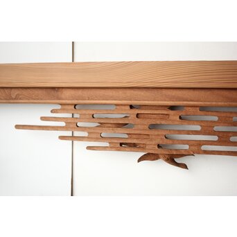 大島五雲 井波彫刻 長尺木彫欄間 【近江八景 堅田落雁】　R0370 