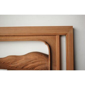 大島五雲 井波彫刻 長尺木彫欄間 【近江八景 堅田落雁】　R0370 