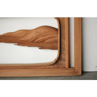 大島五雲 井波彫刻 長尺木彫欄間 【近江八景 堅田落雁】　R0370 