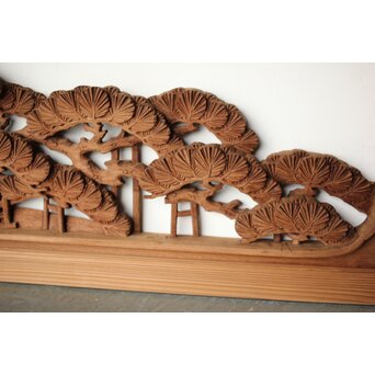 大島五雲 井波彫刻 木彫欄間 【近江八景 石山秋月/粟津晴嵐】2枚1組　R0371 