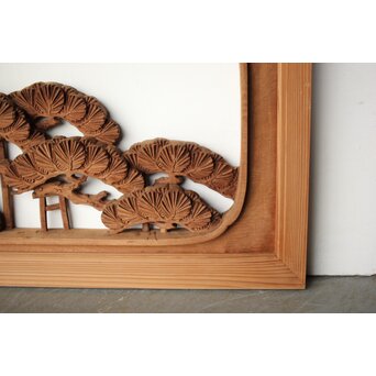 大島五雲 井波彫刻 木彫欄間 【近江八景 石山秋月/粟津晴嵐】2枚1組　R0371 