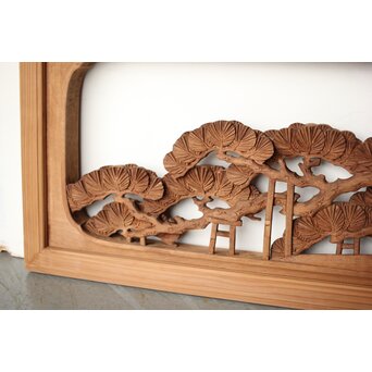 大島五雲 井波彫刻 木彫欄間 【近江八景 石山秋月/粟津晴嵐】2枚1組　R0371 