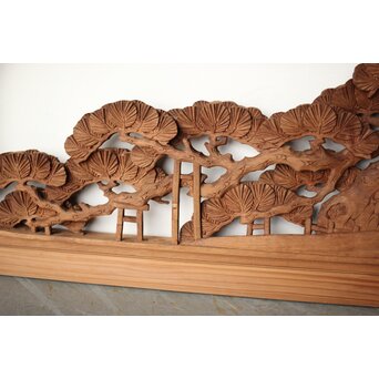 大島五雲 井波彫刻 木彫欄間 【近江八景 石山秋月/粟津晴嵐】2枚1組　R0371 