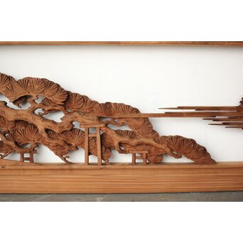 大島五雲 井波彫刻 木彫欄間 【近江八景 石山秋月/粟津晴嵐】2枚1組　R0371 