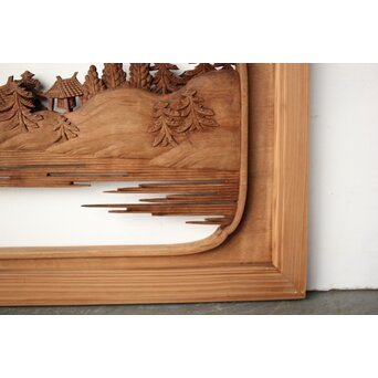 大島五雲 井波彫刻 木彫欄間 【近江八景 石山秋月/粟津晴嵐】2枚1組　R0371 