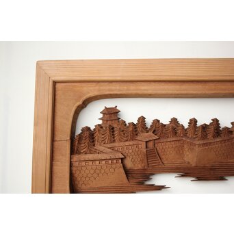 大島五雲 井波彫刻 木彫欄間 【近江八景 石山秋月/粟津晴嵐】2枚1組　R0371 