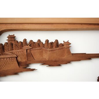 大島五雲 井波彫刻 木彫欄間 【近江八景 石山秋月/粟津晴嵐】2枚1組　R0371 