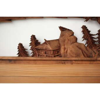 大島五雲 井波彫刻 木彫欄間 【近江八景 石山秋月/粟津晴嵐】2枚1組　R0371 