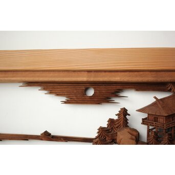 大島五雲 井波彫刻 木彫欄間 【近江八景 石山秋月/粟津晴嵐】2枚1組　R0371 