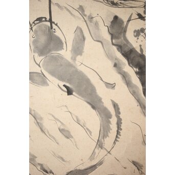 房山人 沼の舞 紙本水墨掛軸　Z453 