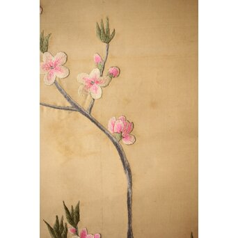 刺繍絵画 押雛 絹本掛軸　Z454 