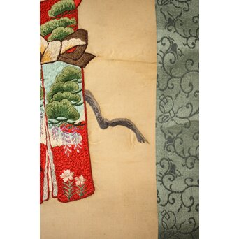 刺繍絵画 押雛 絹本掛軸　Z454 