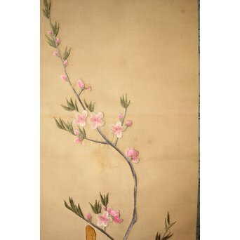 刺繍絵画 押雛 絹本掛軸　Z454 