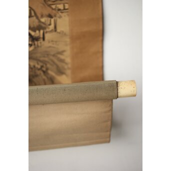 倣 中村不折 山水図 絹本掛軸　Z455 