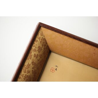 高島屋画室か 竹内栖鳳下絵 仔犬図 刺繍絵画額装　Z456 