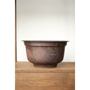 鉄仏餉鉢風 鉄打出 羊歯七宝瓶掛 M387 