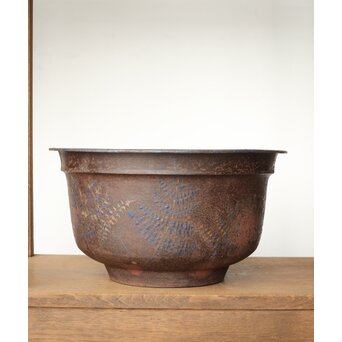 鉄仏餉鉢風 鉄打出 羊歯七宝瓶掛 M387 