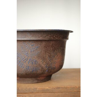 鉄仏餉鉢風 鉄打出 羊歯七宝瓶掛 M387 