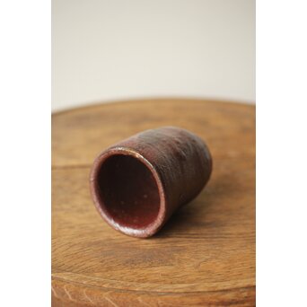 沖縄の鬼才 國吉清尚/国吉 焼締 湯呑 酒杯 共箱　P438 