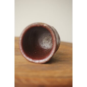 沖縄の鬼才 國吉清尚/国吉 焼締 湯呑 酒杯 共箱　P438 