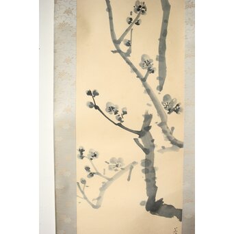 山口蓬春 梅図 紙本掛軸　Z458 